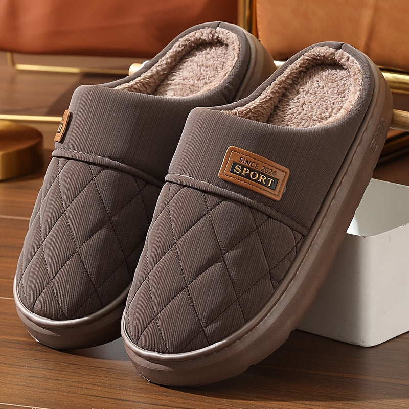 Men's Winter Oversized Slippers with Plush Lining & EVA Sole