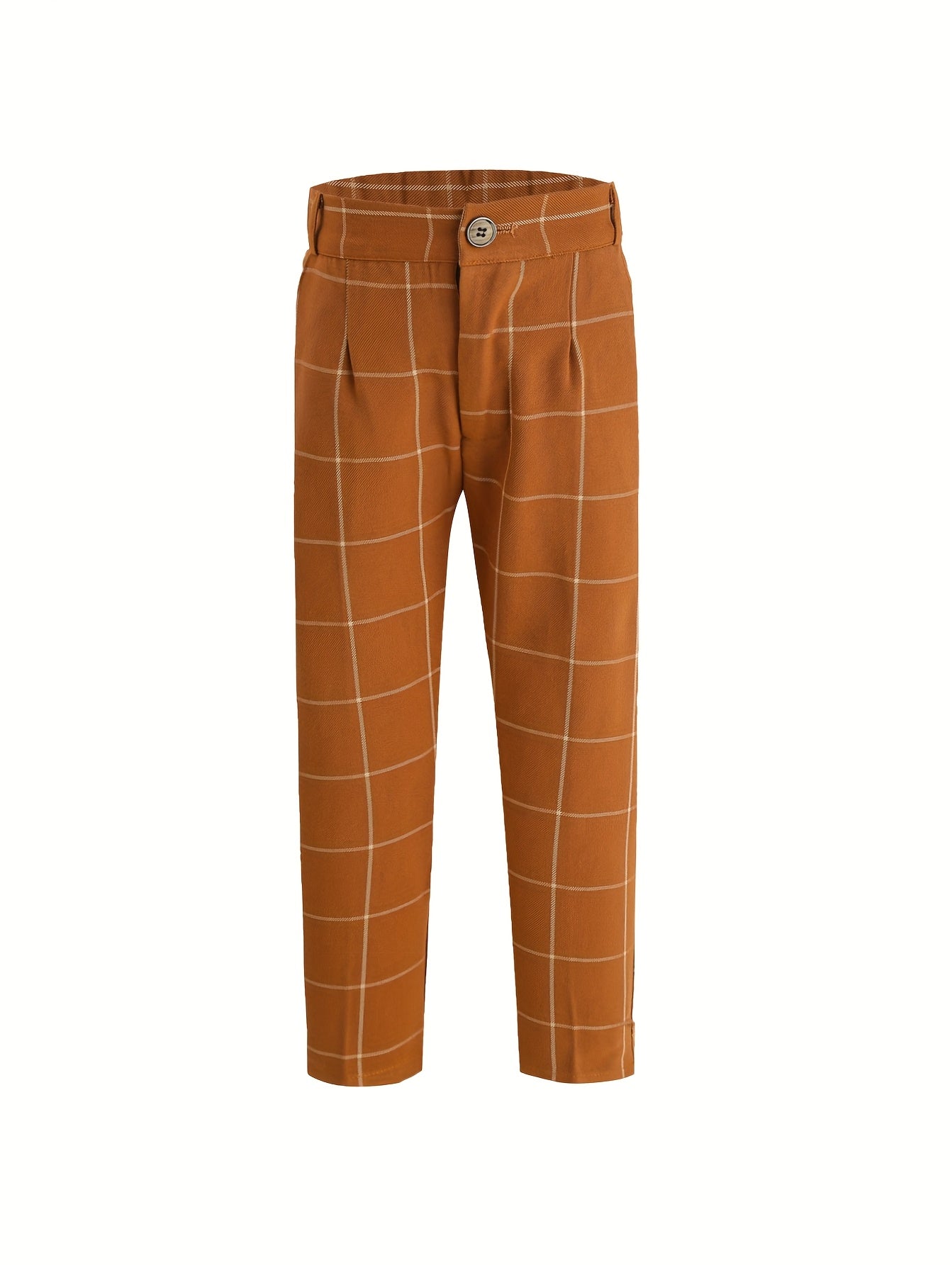 Boys' Plaid Vest & Pants Set with Bow Tie for Spring Fall