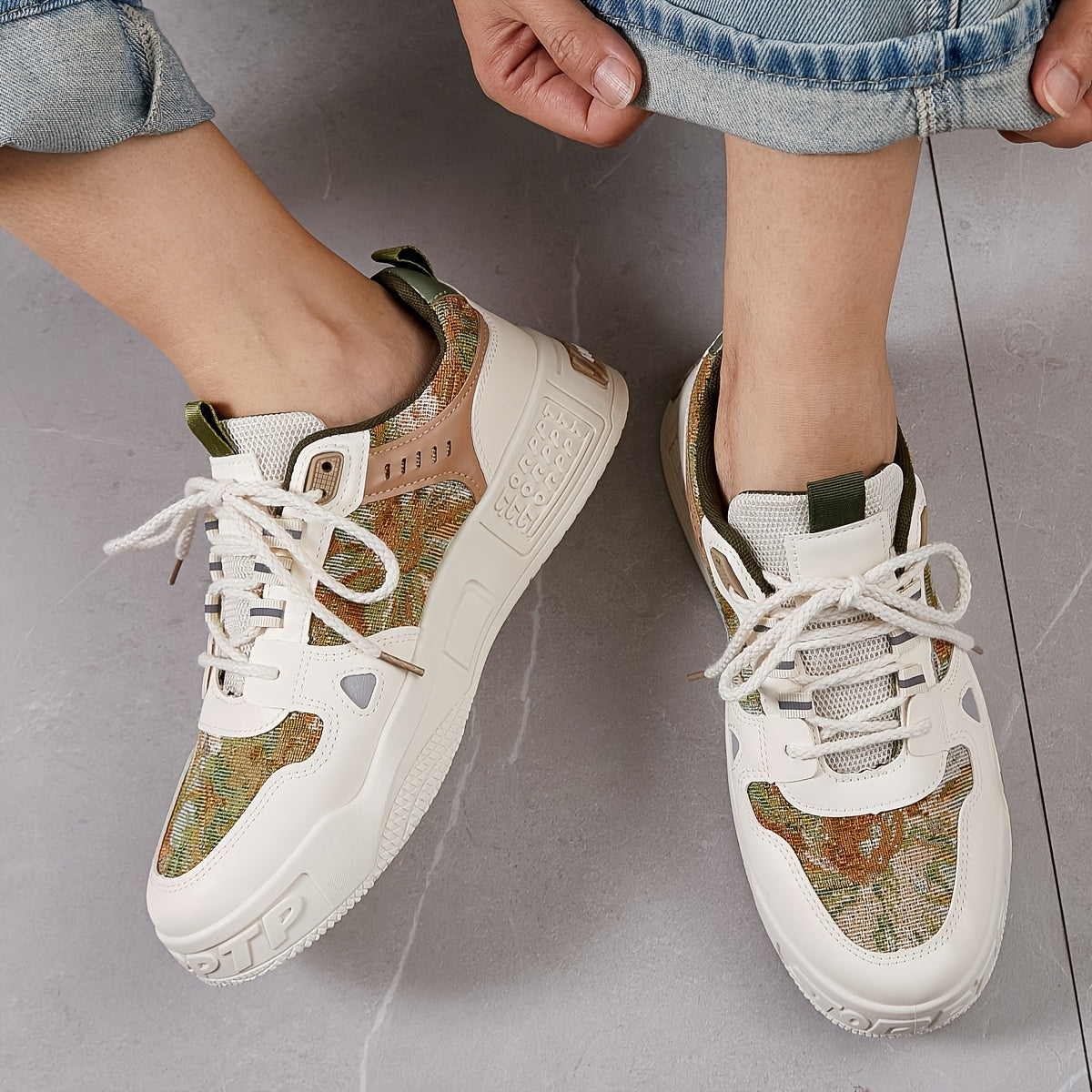 Men's Trendy All-Season Sneakers - Breathable, Non-Slip Casual Sport Shoes with Thick Platform Sole, Lace-Up Design, Fashion Sneakers