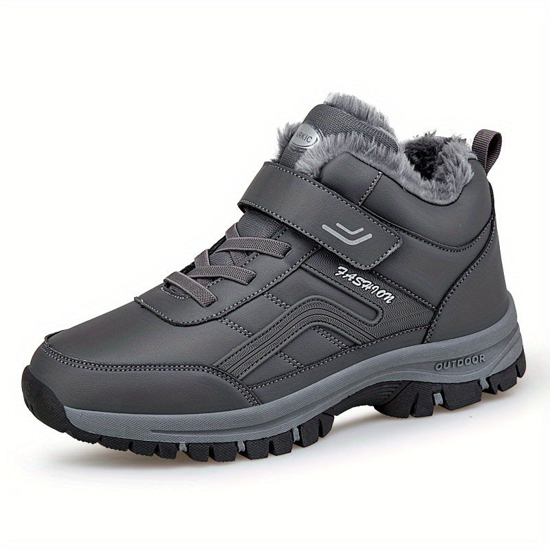 EKBN Men's Winter Plush Ankle Boots - Thermal Snow Shoes with TPR Traction Tread, -like Synthetic Upper & Plush, All-Terrain Outdoor Boots for Ice, Snow, Mud - Casual,, Cold Weather (Warm Ankle