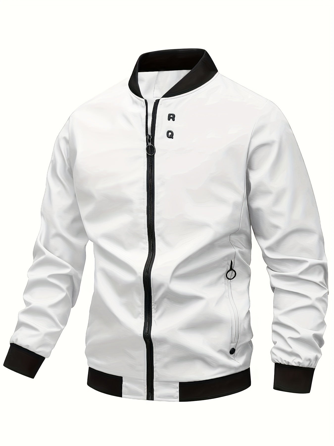 Men's Stylish Windproof Jacket - Solid Color, Stand Collar, Zip-Up with Pockets, Lightweight Polyester for All Seasons, Casual & Outdoor Wear, Allseason Jacket | Zipup Jacket | Polyester Jacket, Windbreaker Jacket