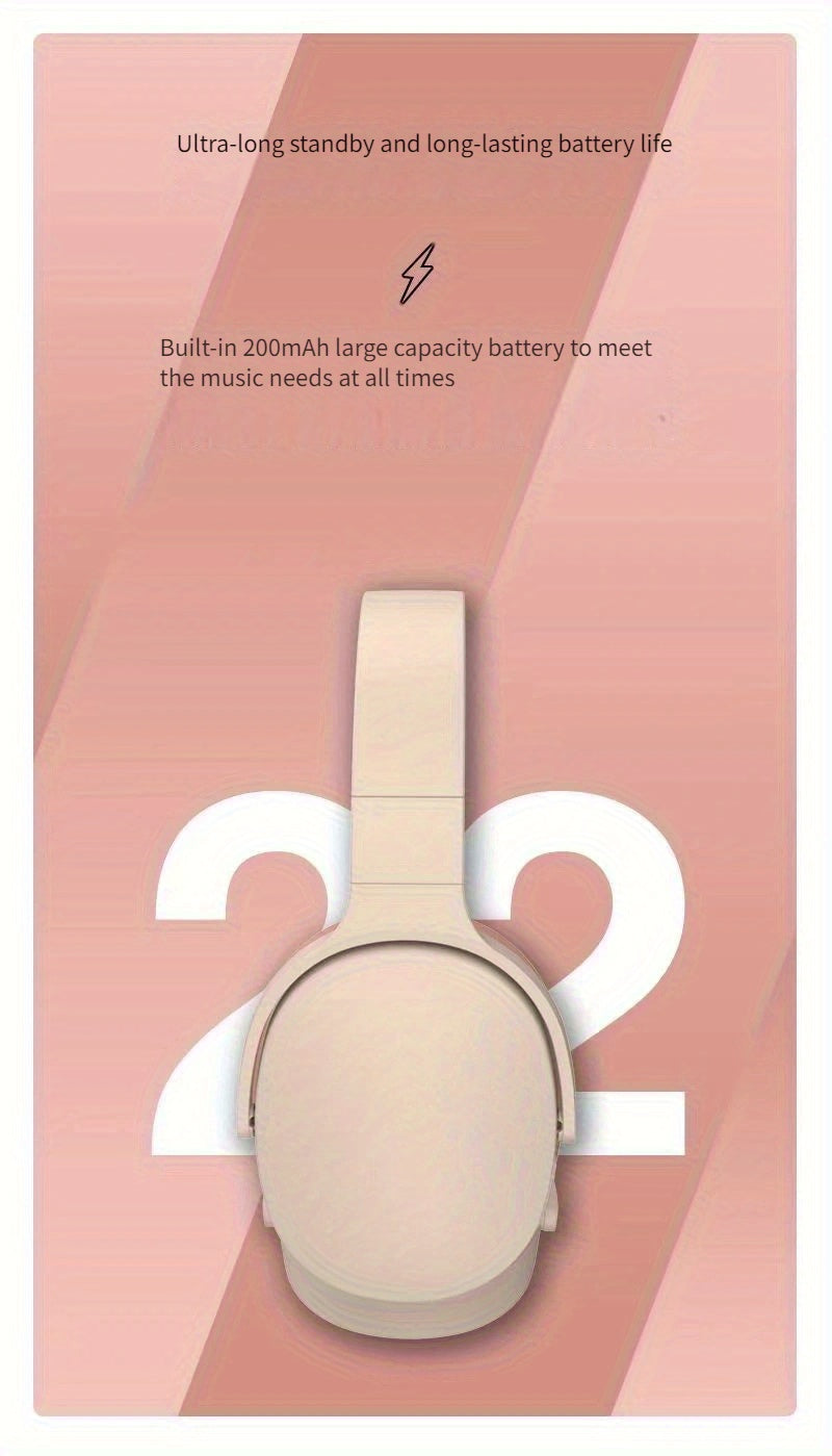 Wireless Headphones 2961 Over-Ear Wrap Style with Retractable Cable, 3.5mm Jack, Push Button Volume Control, Rechargeable Lithium Polymer Battery - Multifunctional with Card Slot and Wired Connectivity Options