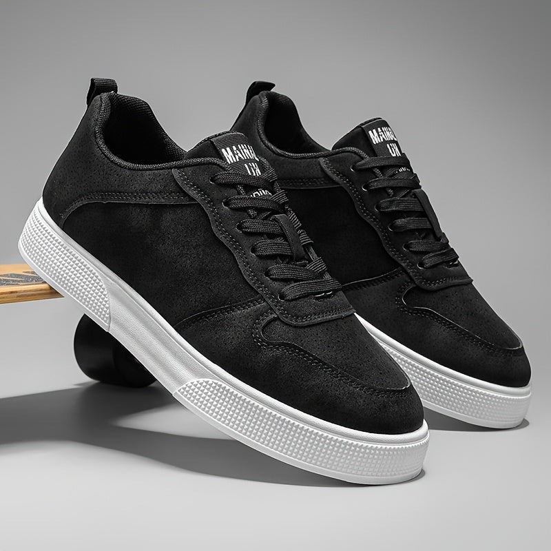 1 Pair MAINALUN Men'S Skateboarding Sneakers - Low-Top Lace-Up Casual Shoes with Thick PVC Sole, Breathable Fabric Lining Durable Synthetic Upper for Daily Wear, Outdoor, Travel, Parties - Green/Black/Khaki, Skateboarding S