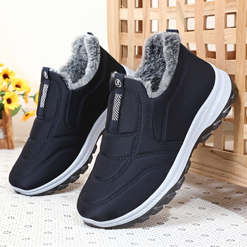 Winter Men'S Large Size Outdoor Short Boots - Fleece Lined Warm, Non-Slip PVC Sole, Round Toe Design, Black Casual Hiking Shoes Suitable for All Four Seasons