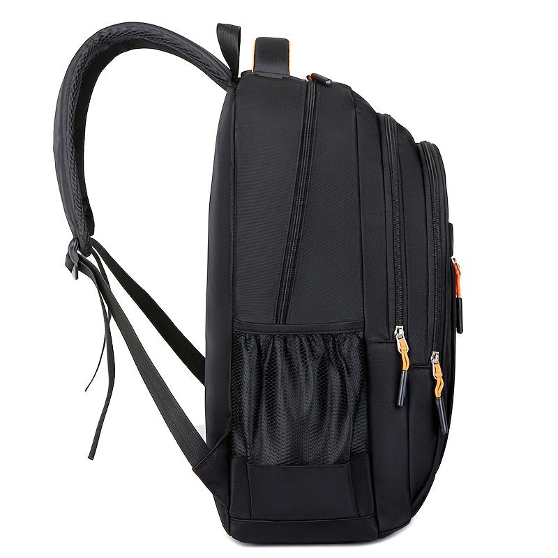 Unisex Large Capacity Travel Backpack - Durable Nylon Laptop Bag with Multiple Compartments, Business Casual Style, Black with Green Accents, 60.96cm x 40.64cm x 8, Backpack for Travel