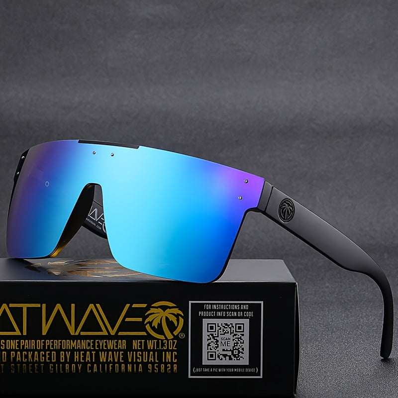 Luxury Brand Heatwave Unisex Square Fashion Glasses - Iridescent Purple to Blue Gradient Lenses,, Lightweight Durable Frame for Sports & Casual Fashion (Includes Protective Case)