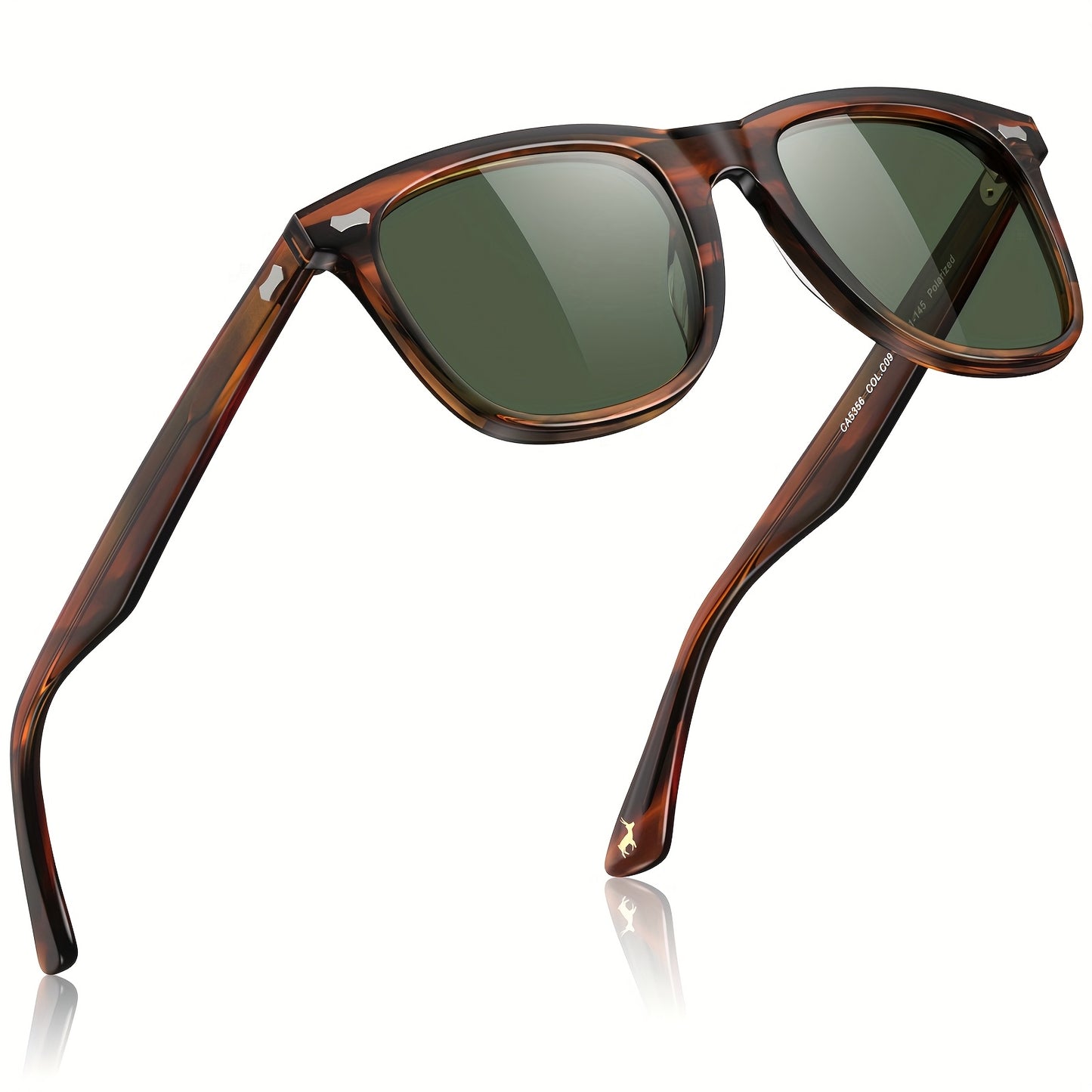CARFIA Square Polarized Glasses For Men UV400 Protection Retro Acetate Italian Hand-crafted Driving Shades