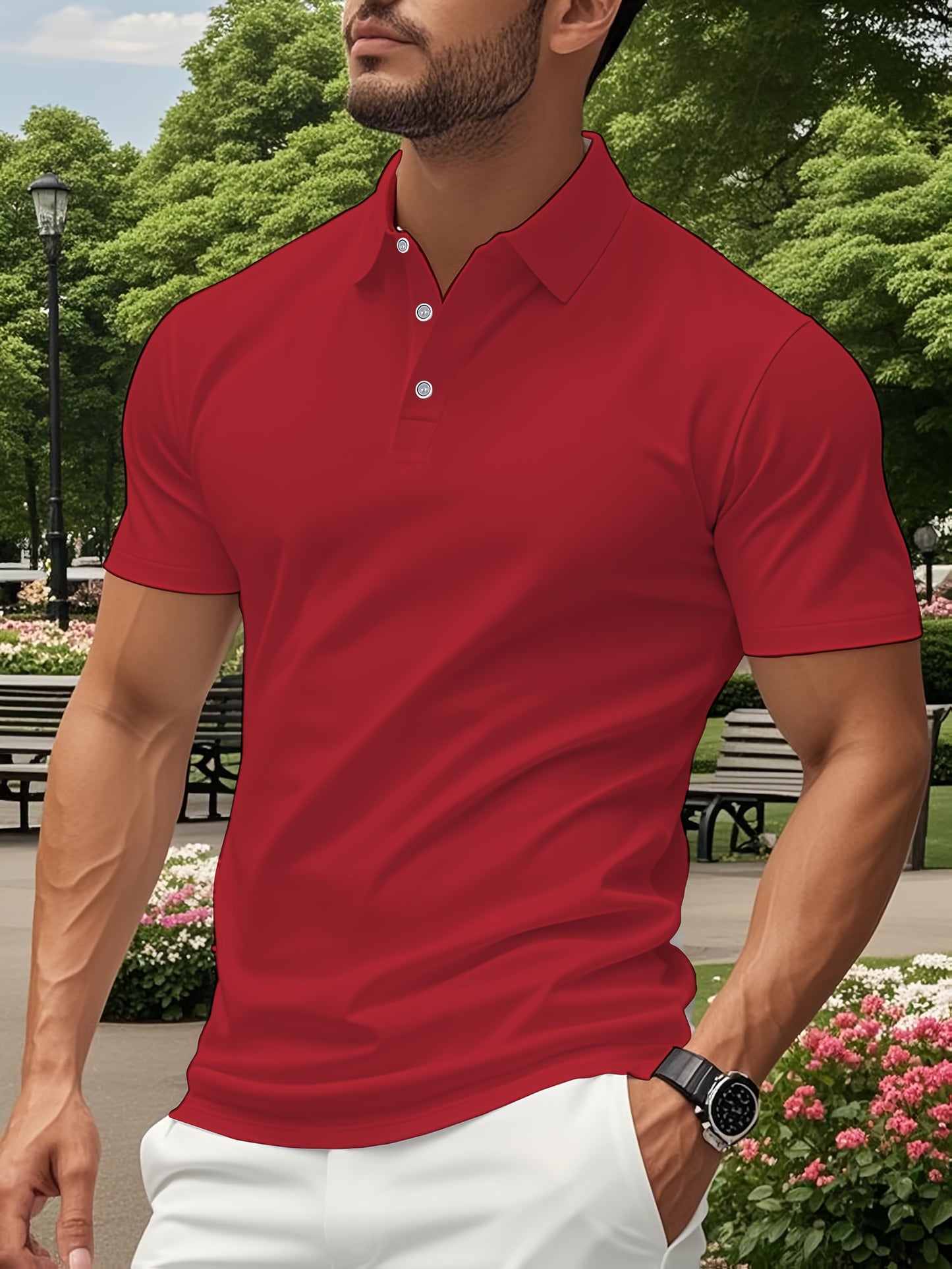 Men's Lightweight Breathable Shirt - Quick-Dry Polyester Button-Up Collar Formal & Casual Business-casual Office Wedding Party Attire - Easy-Care Everyday & Special Occasion Shirt, Easycare Fabric