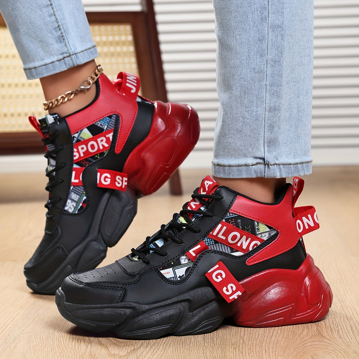 Women'S High-Top Plaid Skate Sneakers - Lightweight, Non-Slip, Shock-Absorbing Sneakers with EVA Sole, Synthetic Faux Leather Upper Fabric Lining for All-Season Sports and Casual Wear, Casual Sneakers Stylish Lace-Up Shoe