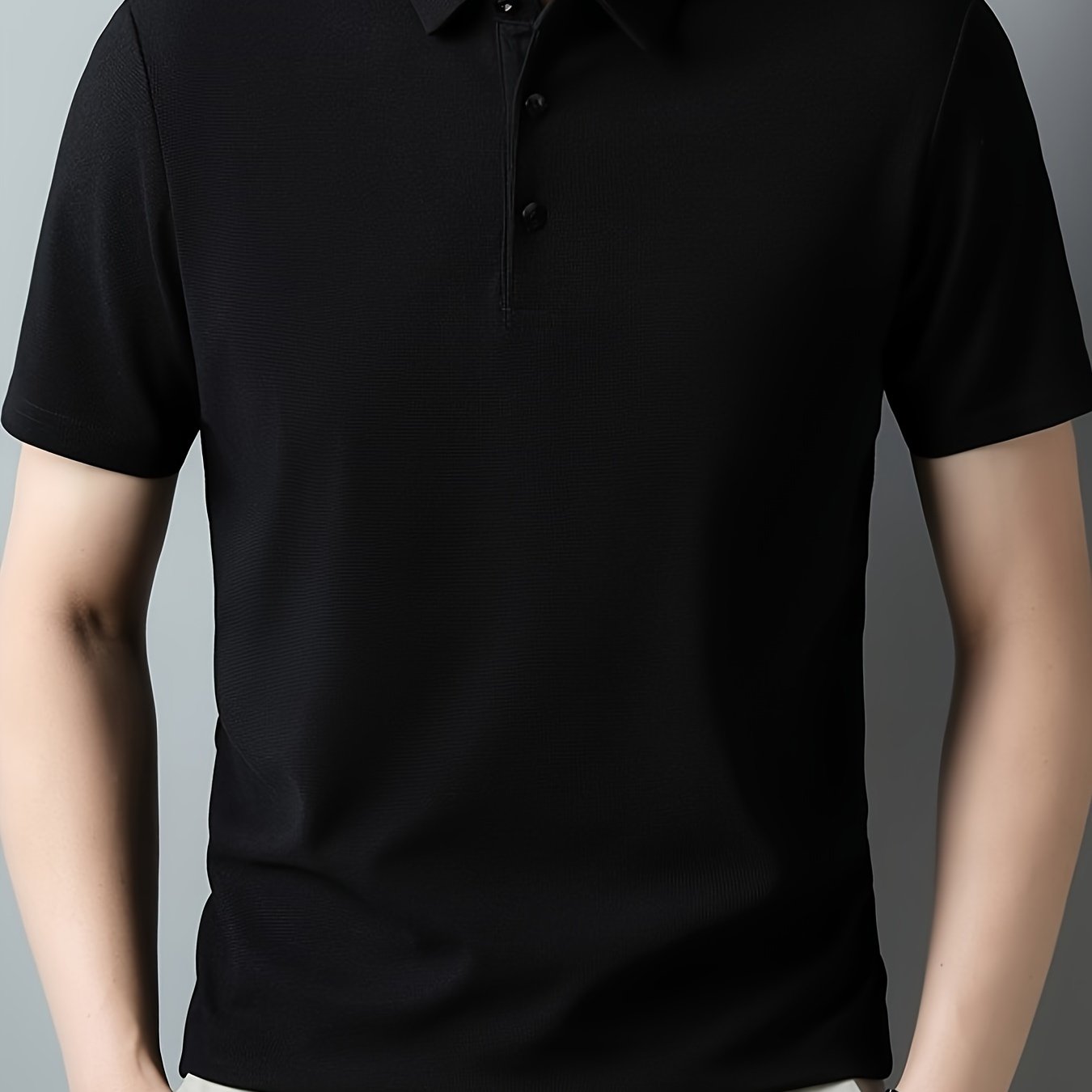 Men's Solid Short Sleeve And Lapel Collar Henley Shirt, Casual And Comfy Sports Tops For Summer Golf Wear And Outdoors Activities