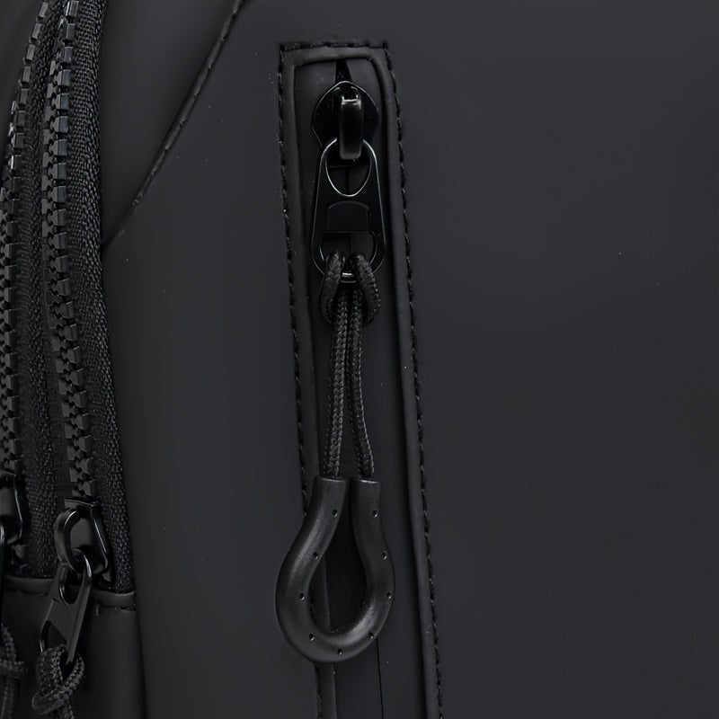 1pc CHATEK KAIAO Large Capacity PU Leather Sling Bag - Stylish Multi-Compartment Chest Bag for Travel, Business School, Black, 36.2cm x 17cm x 8cm, Travel Shoulder Bag Modern Sling Bag Durable Zipper Closure