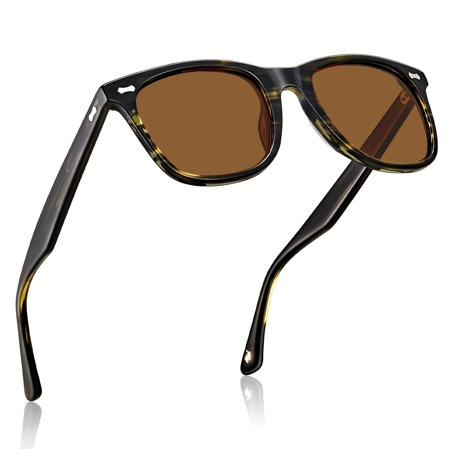 CARFIA Square Polarized Glasses For Men UV400 Protection Retro Acetate Italian Hand-crafted Driving Shades