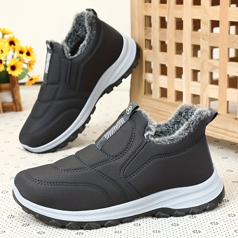 Winter Men'S Large Size Outdoor Short Boots - Fleece Lined Warm, Non-Slip PVC Sole, Round Toe Design, Black Casual Hiking Shoes Suitable for All Four Seasons
