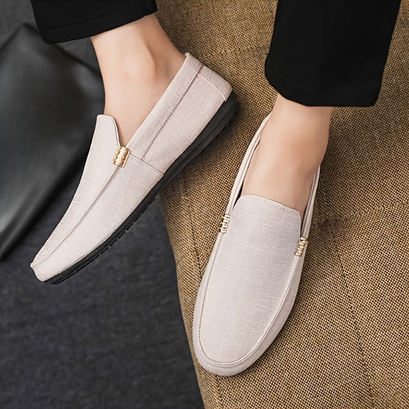 Men's Summer Slip-On Casual Shoes - Breathable Fabric Upper, Lightweight Rubber Sole, Low-Top Design for Everyday Comfort & Versatile Style