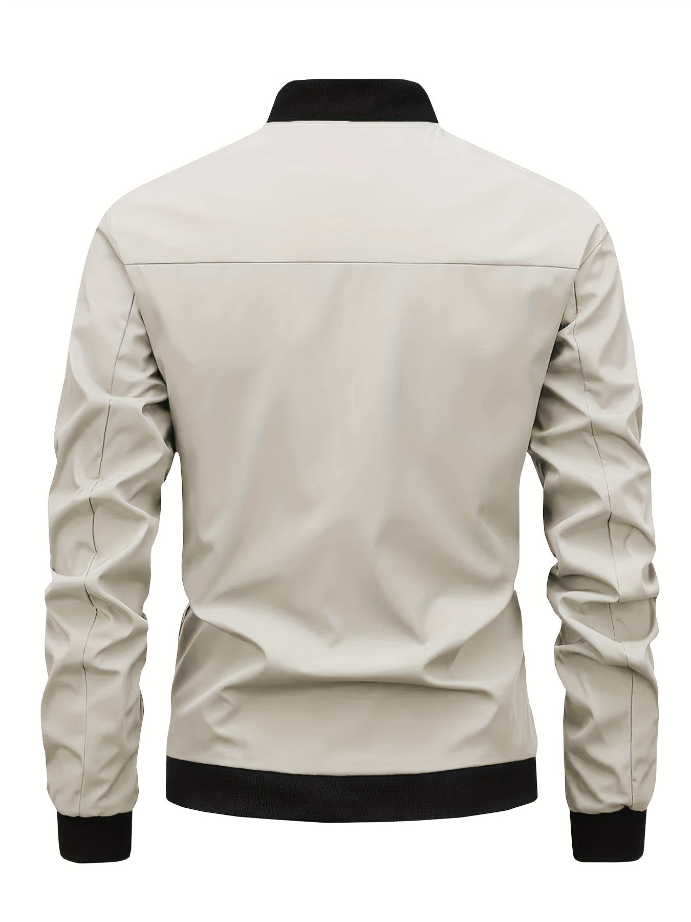 Men's Stylish Windproof Jacket - Solid Color, Stand Collar, Zip-Up with Pockets, Lightweight Polyester for All Seasons, Casual & Outdoor Wear, Allseason Jacket | Zipup Jacket | Polyester Jacket, Windbreaker Jacket