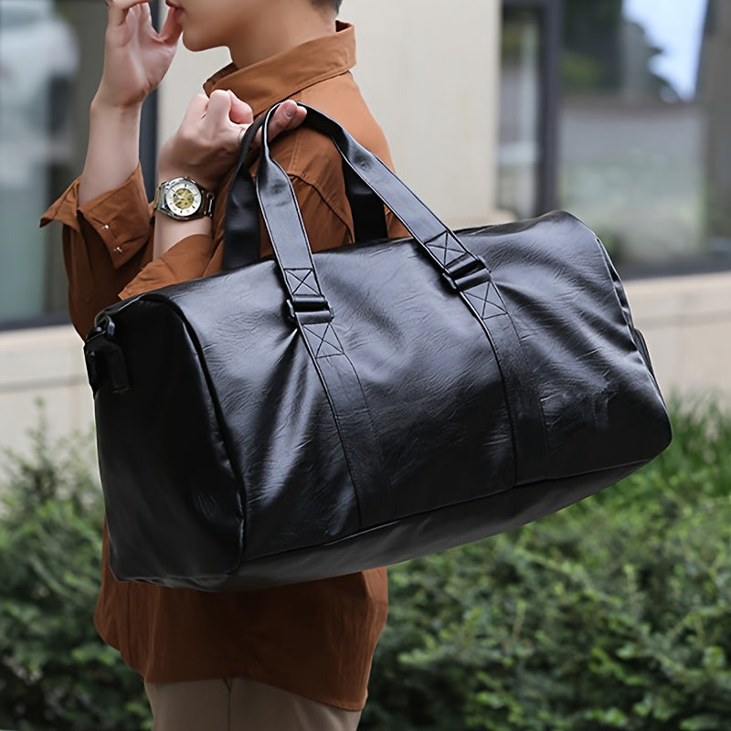Large Capacity Lightweight Durable Business Travel Bag - Black Polyester Gym Duffel with Adjustable Shoulder Straps & Zipper Closure for Commuting, Weekend Trips, Daily Commute, Commuting Essentials, Minimalist Design, Reinfo