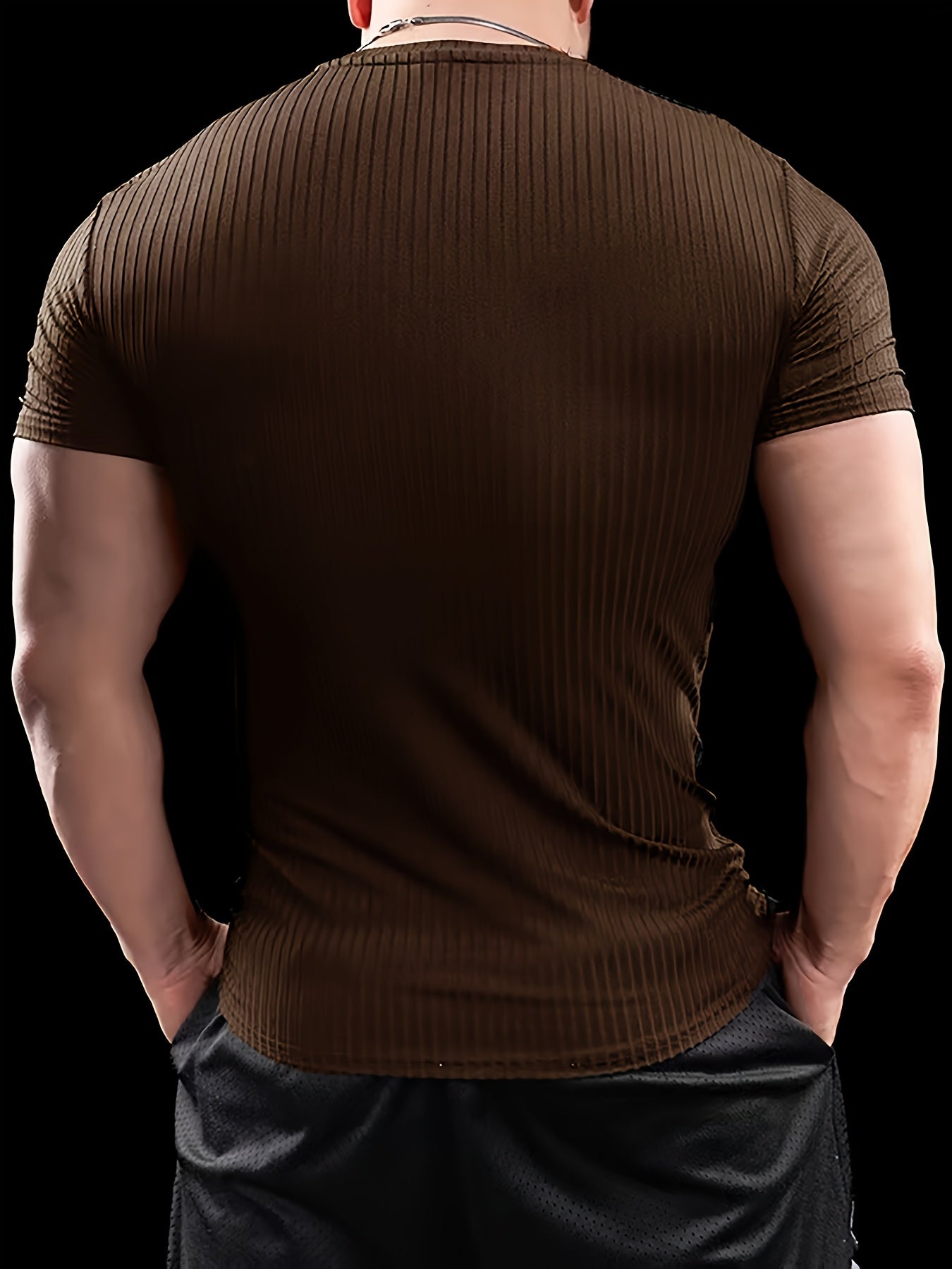 Men's Stretch Fit Short Sleeve T-Shirt - Breathable, Comfortable Polyester Blend, Solid Blue, Crew Neck, Casual Sporty Style for Spring/Summer
