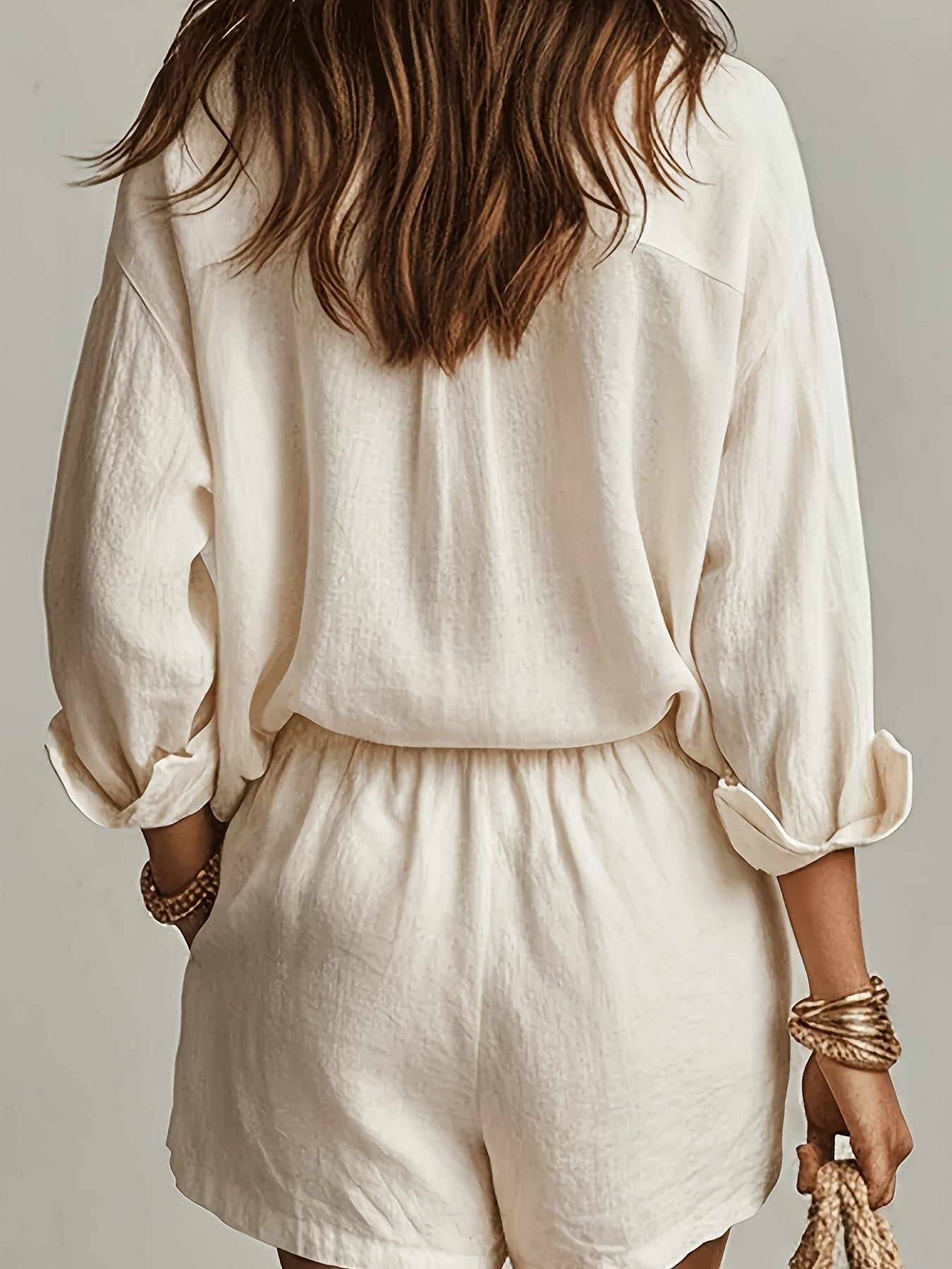 Elegant Women's Casual Shirt and Shorts Set for Spring/Summer