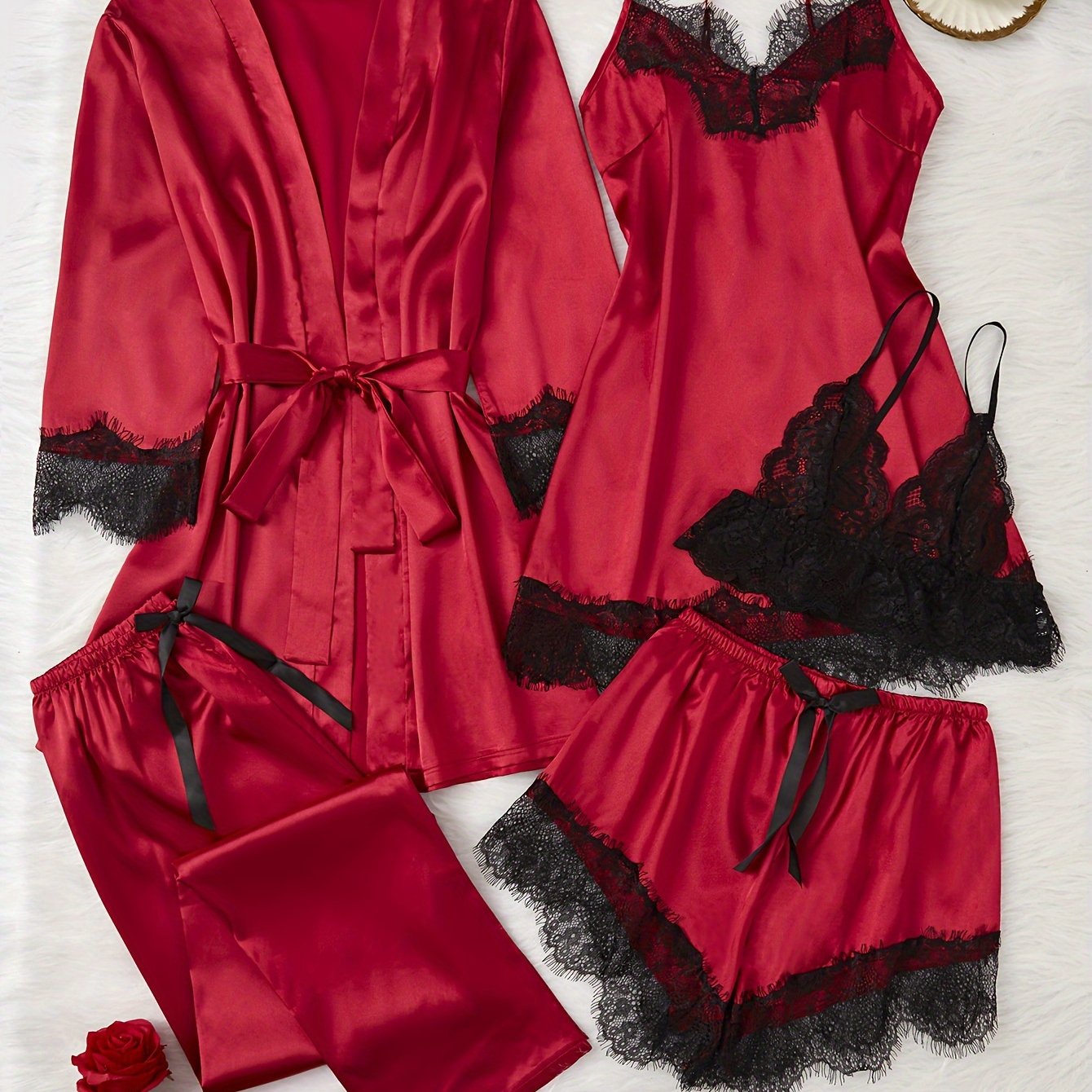 Ice Sensation Color Ding Lei Contrast Lace Patchwork Multi-Piece Set