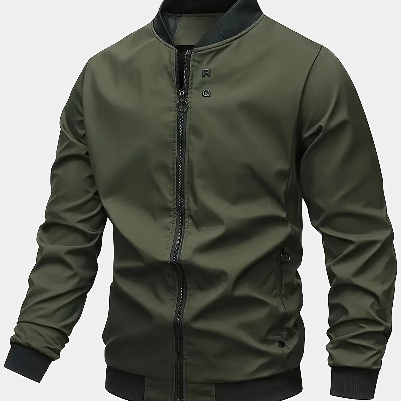 Men's Stylish Windproof Jacket - Solid Color, Stand Collar, Zip-Up with Pockets, Lightweight Polyester for All Seasons, Casual & Outdoor Wear, Allseason Jacket | Zipup Jacket | Polyester Jacket, Windbreaker Jacket