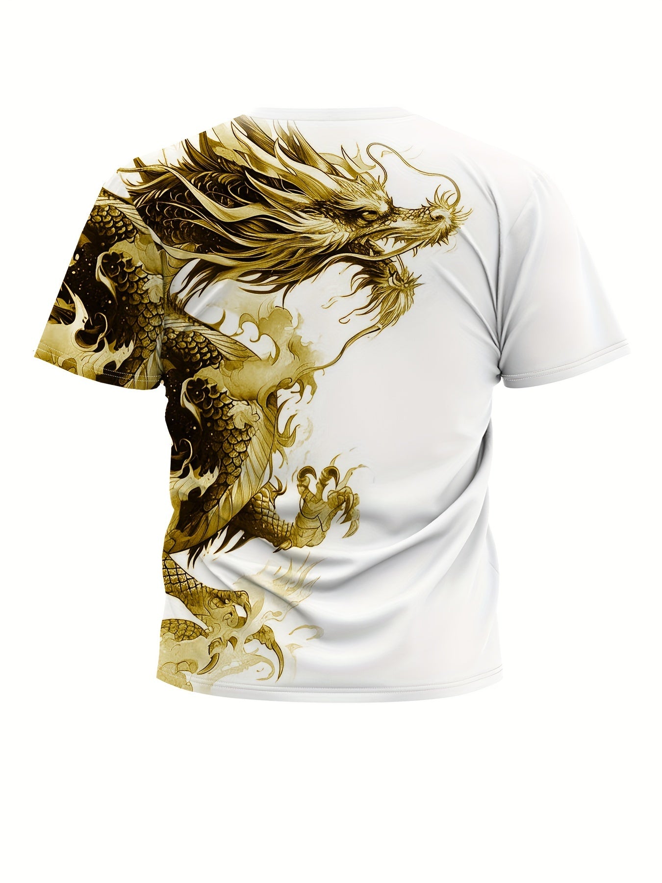 Men's Bold Dragon Graphic Tee - Short Sleeve, Crew Neck, Polyester Blend - Perfect for Summer Outings Casual Wear