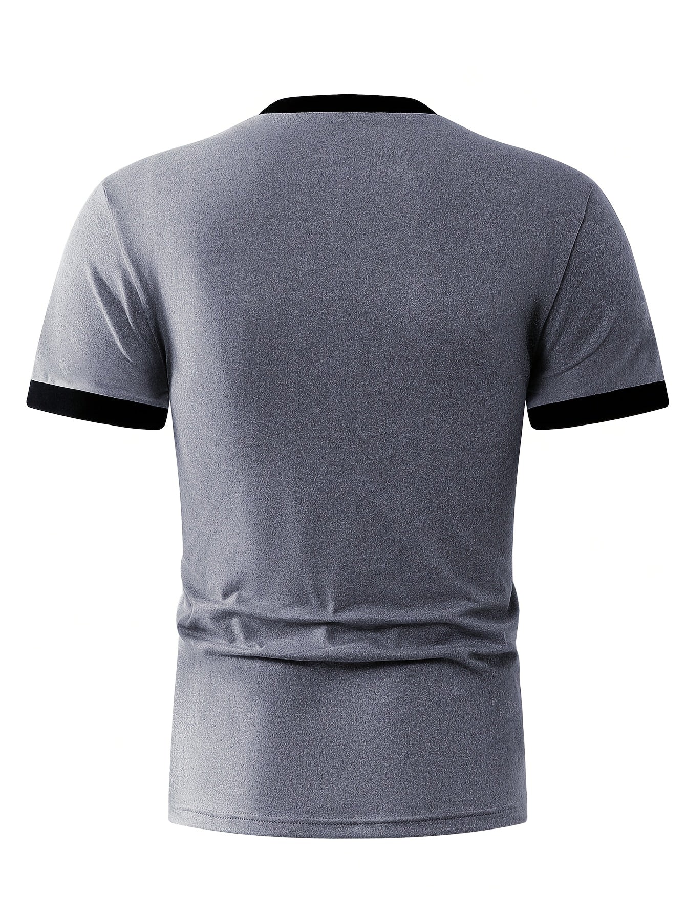 Men's Lightweight Summer Casual T-Shirt - Short Sleeve, Crew Neck, Two-Tone Color Block Design (Light Gray Dark Gray), Machine Washable, Perfect for Casual Attire, Smooth Texture Fabric