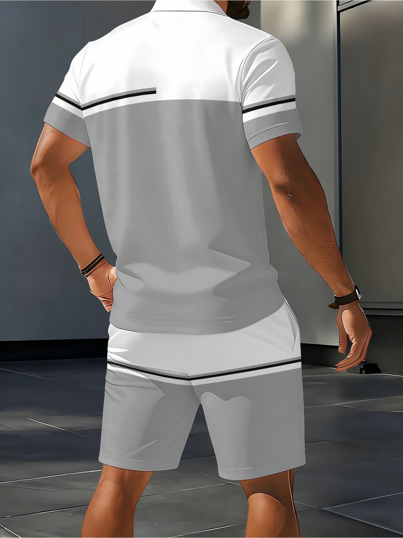 Men's Casual Polo Shirt & Shorts 2-Piece Summer Set