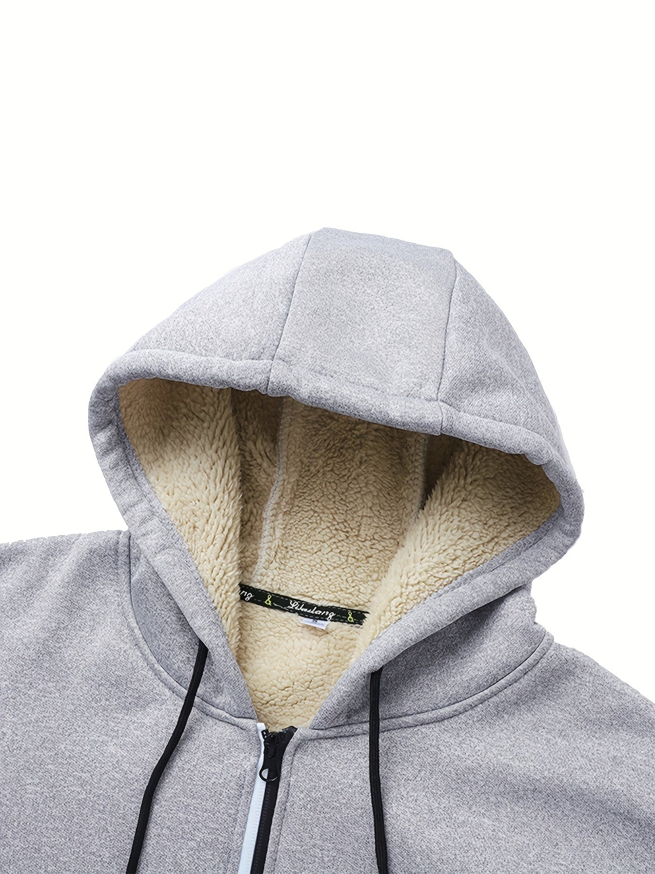 1pc Men'S Casual Style Hooded Jacket, Thick Fleece Lined, Warm