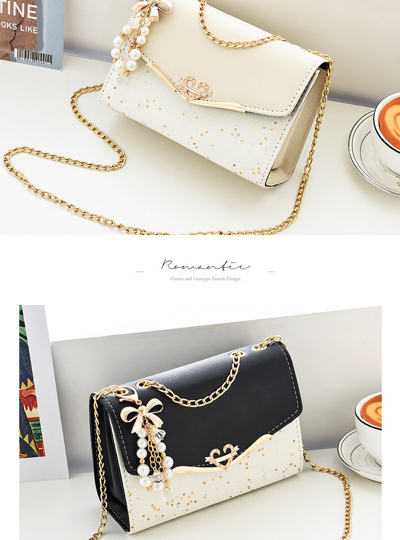 Fashionable New Women'S Shoulder Bag. This One Is a Crossbody Bag with Six Color Options to Choose From. It Is Fashionable Bohemian Beige PU Crossbody Bag with Tassel Charm - City Style Flip-Top Shoulder Bag with Metal Chain