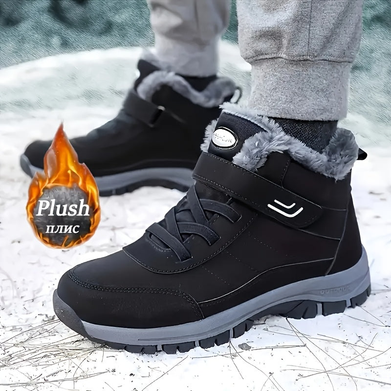 Men's & Women's Heavy-Duty Winter Snow Boots - Thick Short Boots with PU Upper, Rubber Sole & Striped Tread - Hiking, Mountaineering, Ice Climbing Shoes - Warm Cold Weather Footwear (Unisex Sizes Available)