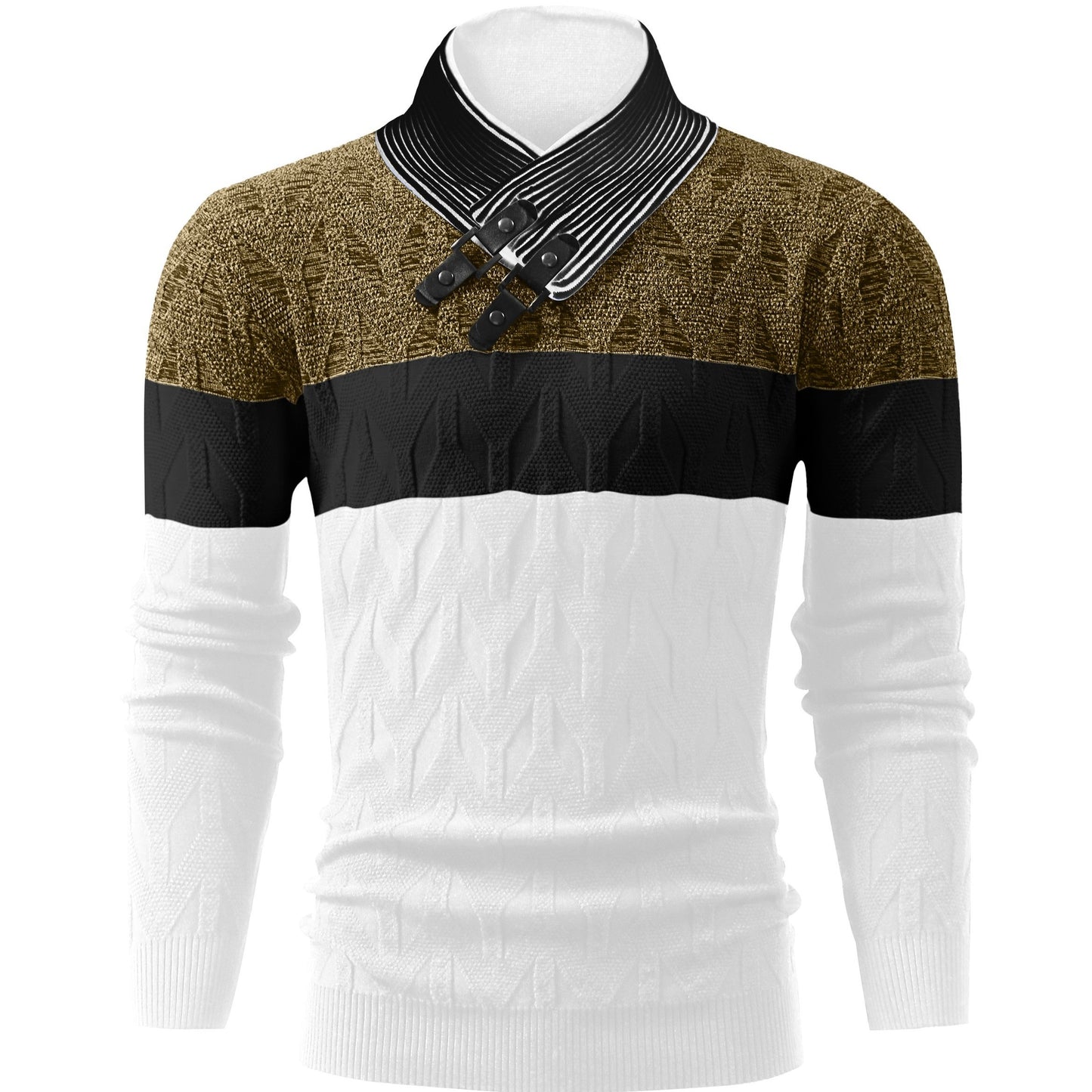 Men'S Fashion Knit Pullover with a Collar for Warmth