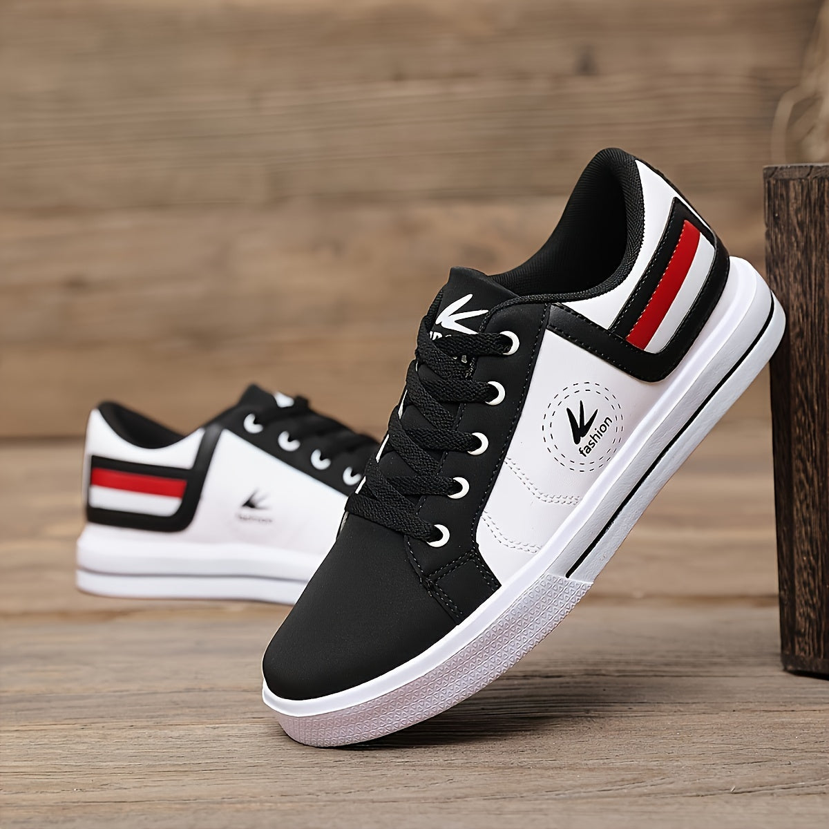 Athletic Chic Men's Fashion Sneakers YY-9003, Casual Sports Low Top Lace-Up Shoes with Striped Microfiber Synthetic Upper, Fabric Inner EVA Sole for Outdoor Running