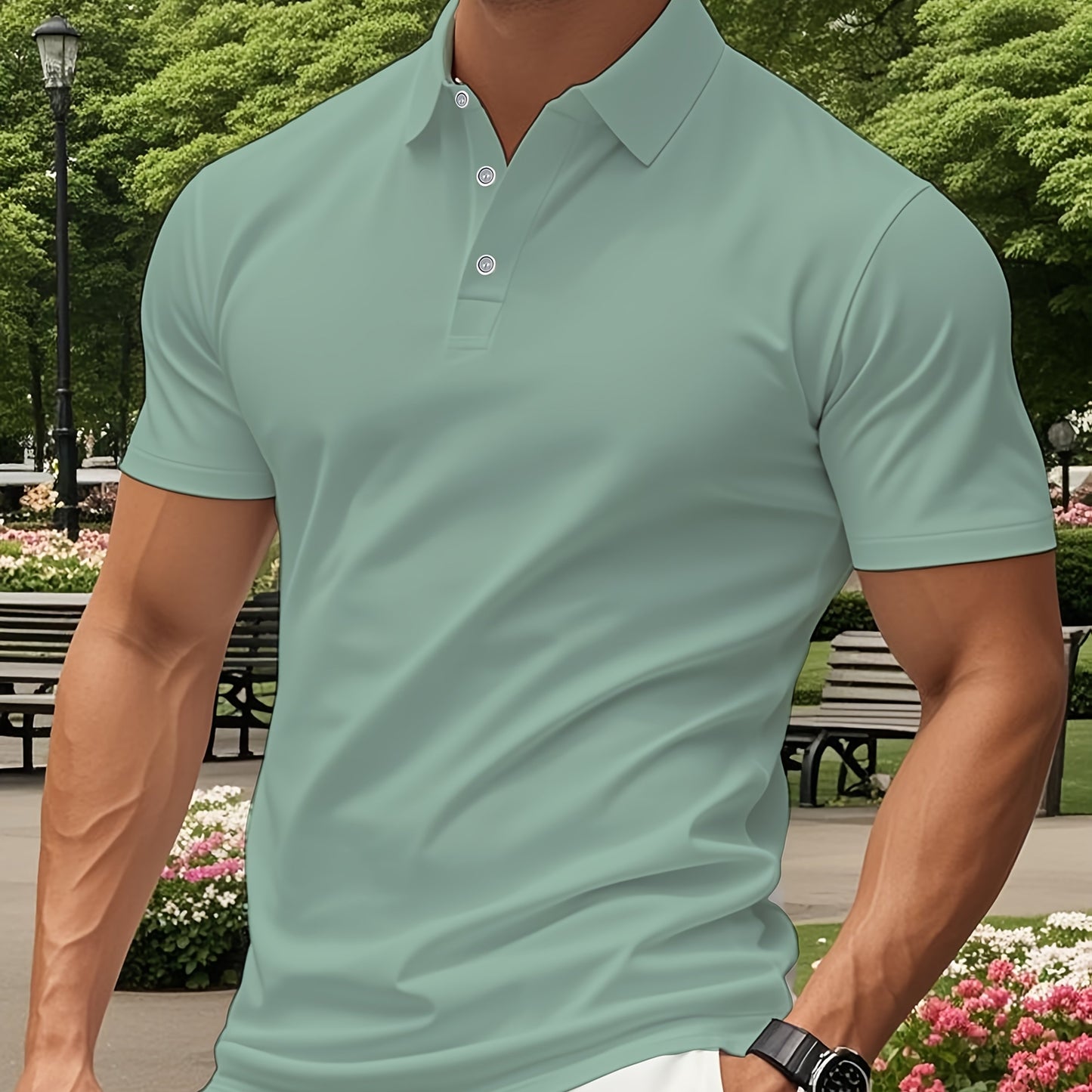 Men's Lightweight Breathable Shirt - Quick-Dry Polyester Button-Up Collar Formal & Casual Business-casual Office Wedding Party Attire - Easy-Care Everyday & Special Occasion Shirt, Easycare Fabric