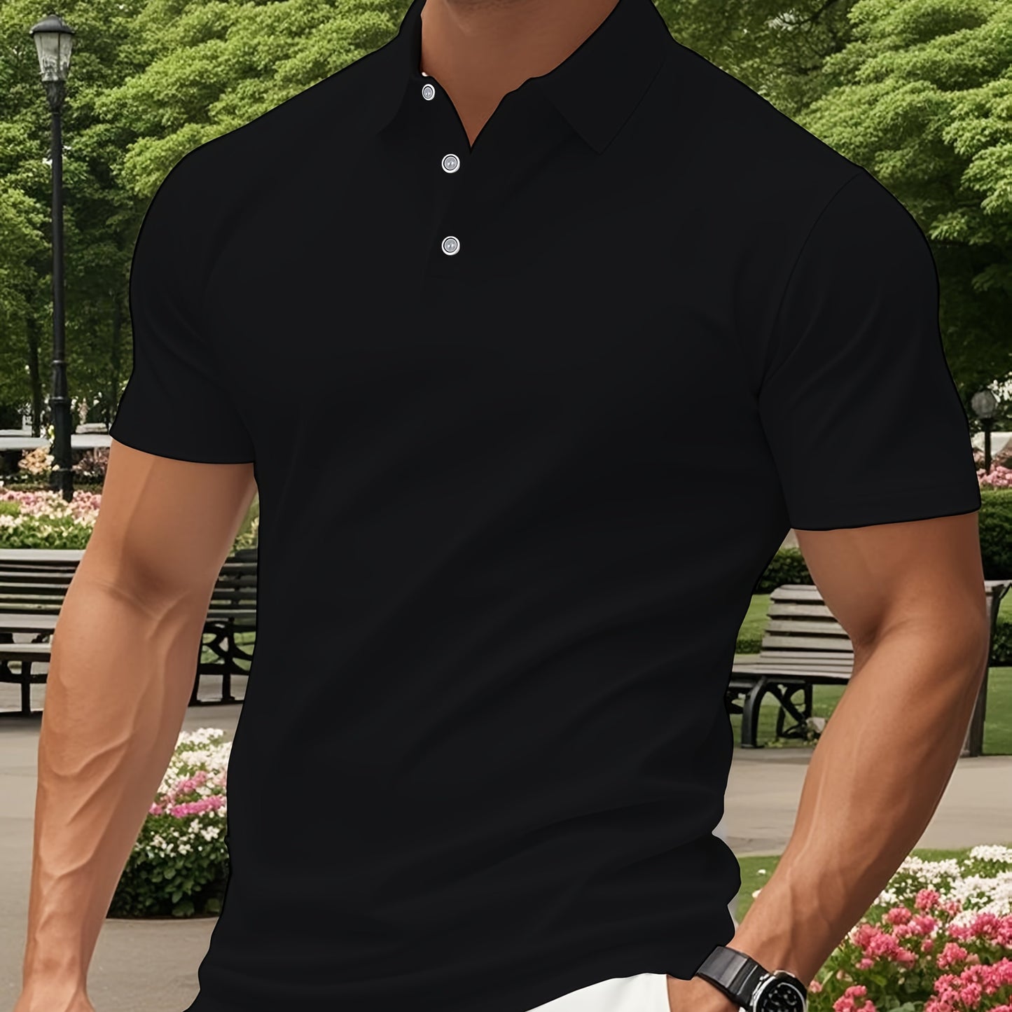 Men's Lightweight Breathable Shirt - Quick-Dry Polyester Button-Up Collar Formal & Casual Business-casual Office Wedding Party Attire - Easy-Care Everyday & Special Occasion Shirt, Easycare Fabric