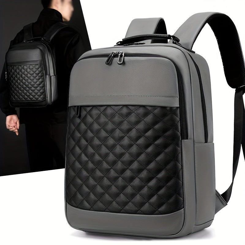 Classic -patterned business backpack, suitable for both men and women. Crafted with high-quality materials, featuring a simple yet elegant design with refined zipper details and spacious compartmentalized storage to showcase