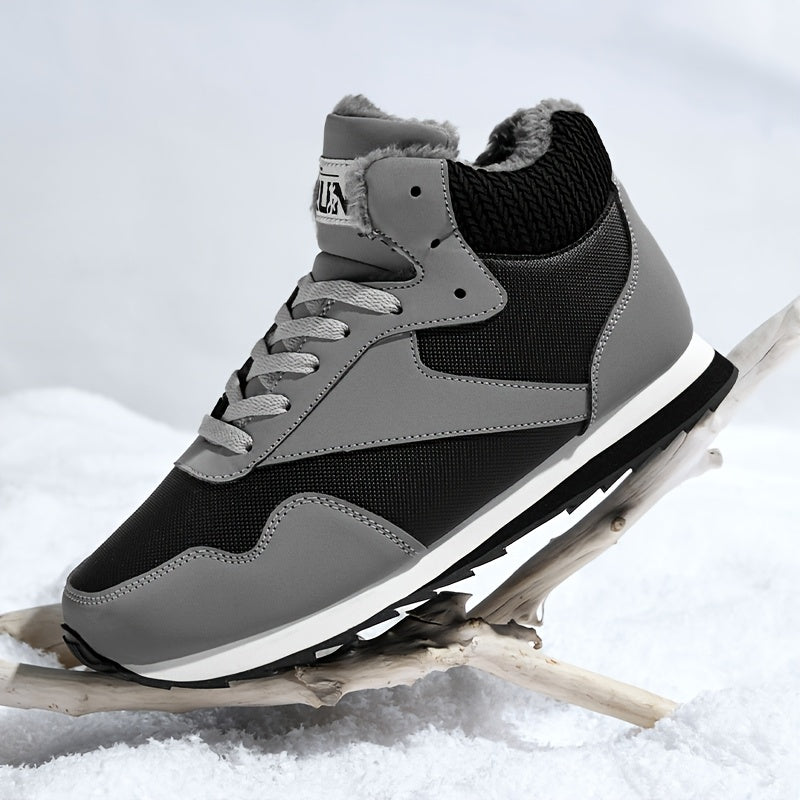 Men'S Winter Snow Boots - Warm Non-Slip Rubber Sole, Suitable for Hiking and Rock Climbing, Casual Fashion Street Style Lace-Up Design