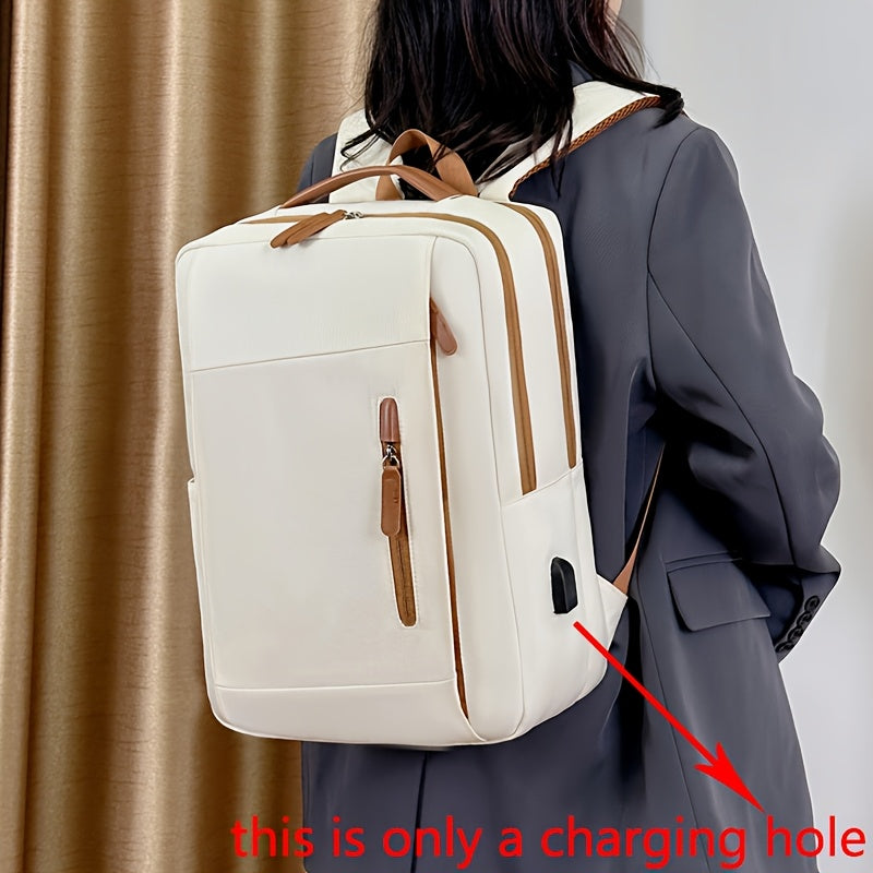 Stylish Lightweight Laptop Backpack - Adjustable Shoulder Straps, Multiple Compartments, USB Charging Port, Perfect for Commuting, School, Travel Business, Casual Style, Polyester Lining, Secure Zipper Closure, Laptop Carry