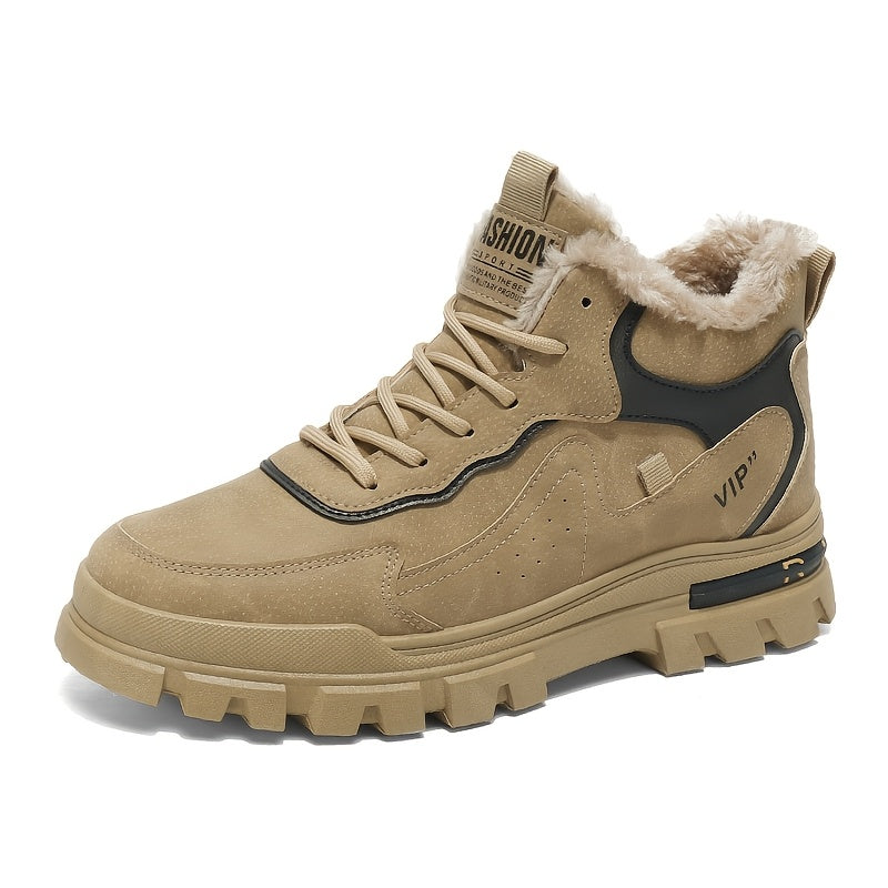 ZQBOBING Men'S Cozy Fleece-Lined Casual Sneakers - Beige & Black Low-Top Lace-Up Shoes with Thick Cushioned PVC Sole, Round Toe Design for Fall/Winter Comfort, Winter Footwear | Stylish Laceup Shoes | Durable PVC Sole, Blue B