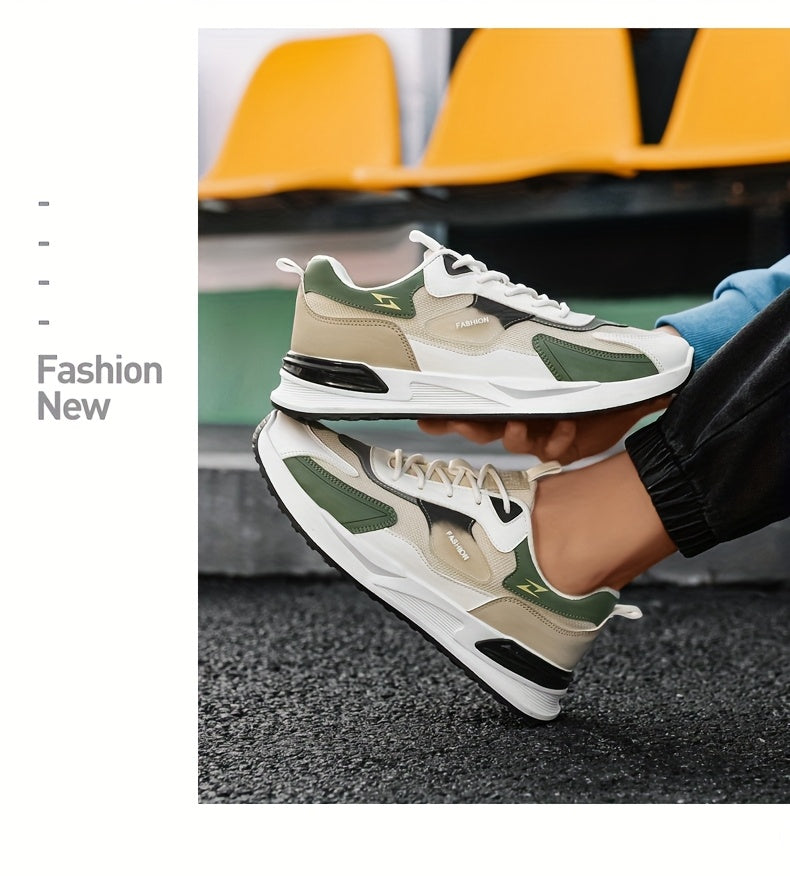 Men's Plus Size Canvas Sneakers - Trendy Casual Running Shoes with Air Cushion, Breathable Fabric Upper, Low-Top Design, and Durable PVC Sole for Casual Attire, Walking, and Skateboarding