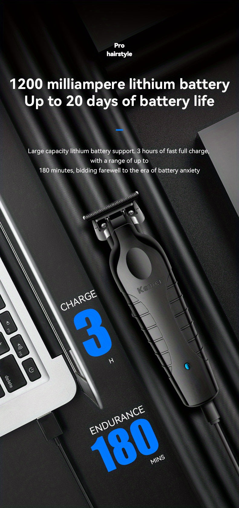 Electric Hair Clipper KM-2299 Cross-border Electric Pusher USB Oil Head Carving Scissor Barber Shop Trimmer
