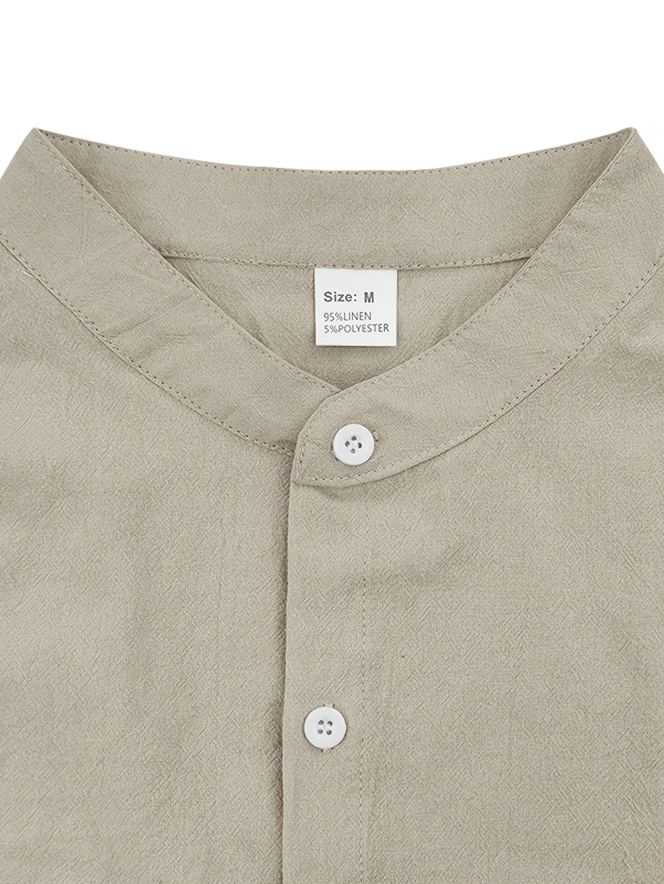 Men's Linen Short Sleeve Shirt & Solid Shorts Set for Summer