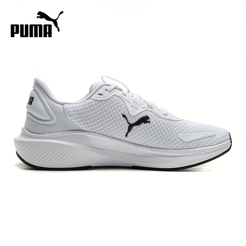 PUMA Unisex Sneakers - Low-Top Gym Sneakers in White/Black/Neon Green Accent - Breathable Fabric Upper Cushioned Rubber Sole - Lightweight Running Shoes for Men Women - Ideal for Training, Everyday Formal Wear, Sporty D