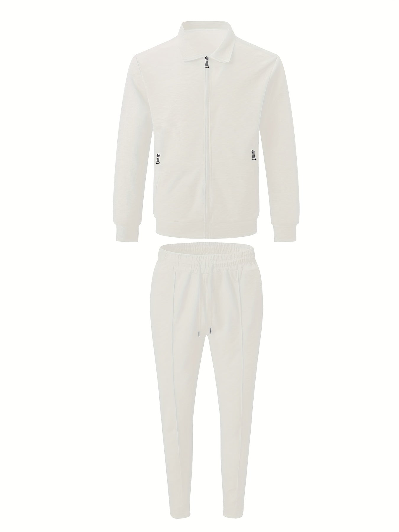 Men's Spring Waffle Knit Sportswear Set, European and American Style Casual Outfit