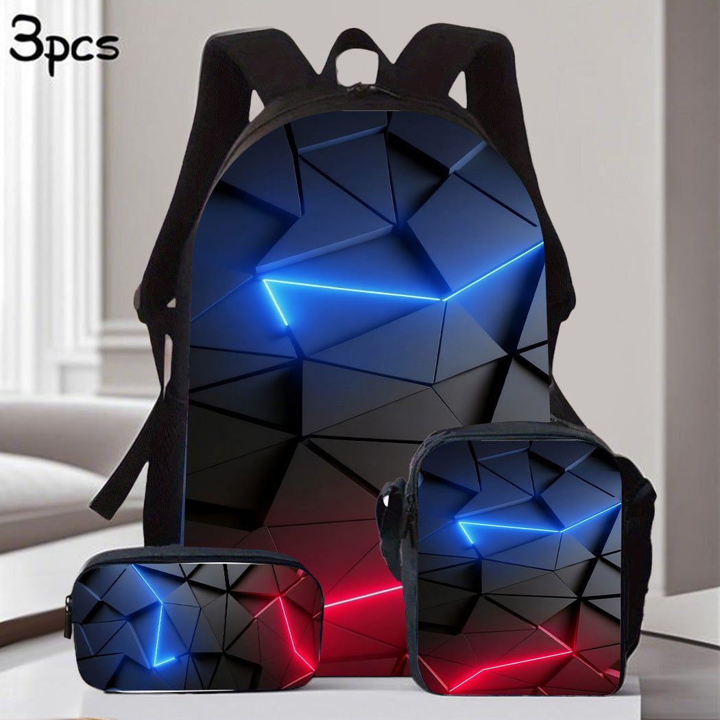 3pcs Gamer Large Capacity Lightweight Nylon Daypack with Lunch Bag Pencil Case, Perfect for, Travel, or Daily Commute, Great Birthday or Holiday Gift, Backpack for Travel