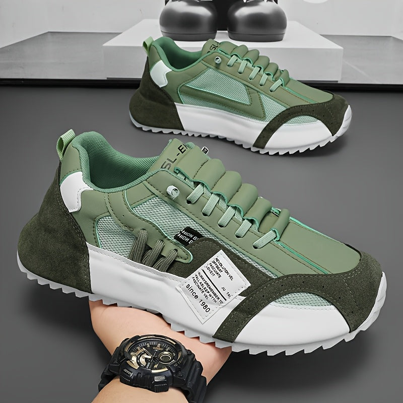 Men's Fashionable Platform Sneakers, Suitable for All Seasons, Available in Green, Black, and White. These Casual Sneakers Are Ideal for Walking and Everyday Use - ayq