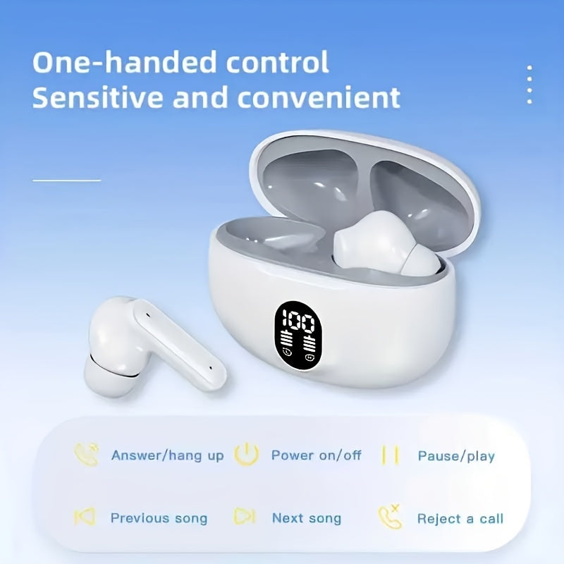 Wireless Earphones, True Wireless Earphones, LED Power Display, with Wireless Charging Box, Anti-Drop Sports Earphones, In-Ear Earphones with Microphone, Suitable for Smartphones, Laptops, TVs, Computers, Sports, Men And Wome
