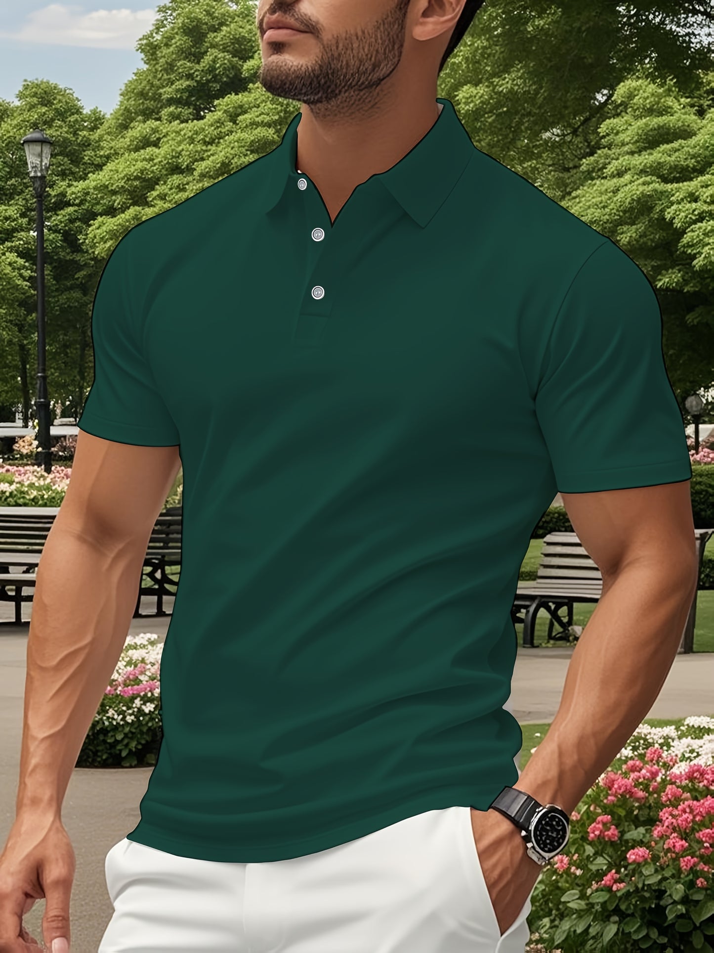 Men's Lightweight Breathable Shirt - Quick-Dry Polyester Button-Up Collar Formal & Casual Business-casual Office Wedding Party Attire - Easy-Care Everyday & Special Occasion Shirt, Easycare Fabric
