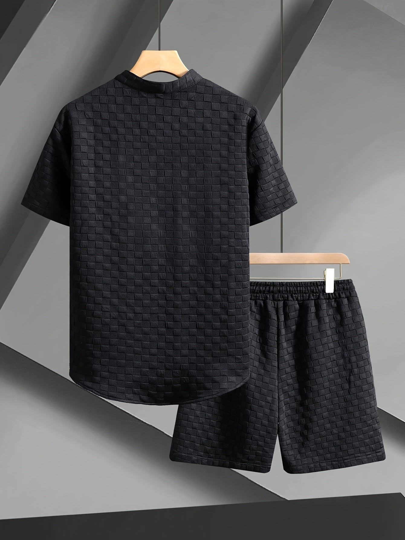 Men'S Casual Summer Short Sleeve Shirt & Shorts Set - Light Blue, Button-Up, Polyester, Perfect for Casual Attire, Parties, and Outdoor Activities, Casual Summer Wear|Short Sleeve Shirt|Polyester Fabri