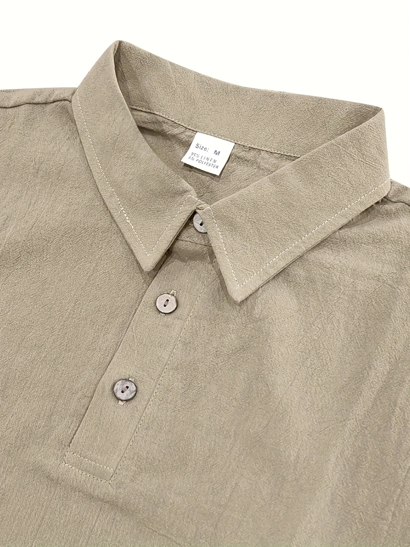 Essential for a Cool Summer! Men's Linen Shirt & Shorts Set, Comfortable Casual Outing Choice - Simple Beach Vacation Style Solid Color Linen