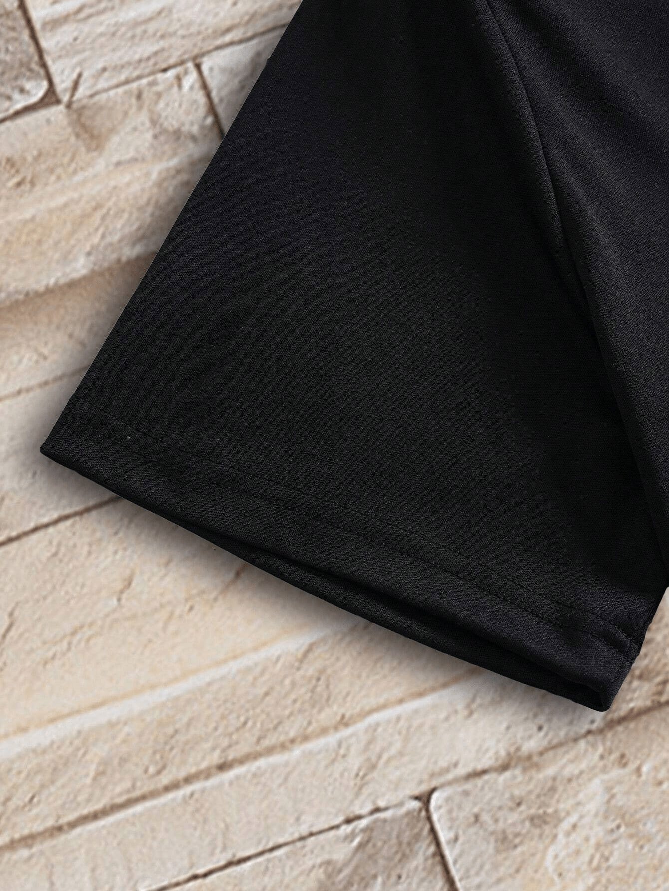 Men'S V-Neck Short Sleeve T-Shirt - Lightweight Breathable, Casual Fit, Solid Black, Perfect for Summer, High-Quality Knit Fabric, Everyday Tshirt Casual Style Comfortable Fit